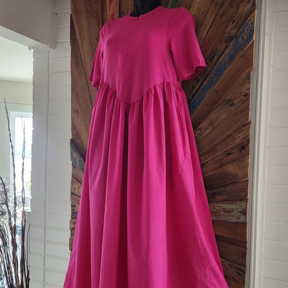 COS hot pink puff skirt cotton Dress Sz XS side pockets